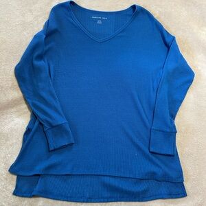 American Eagle Outfitters Women’s Oversized Ribbed V-Neck Long Sleeve Top